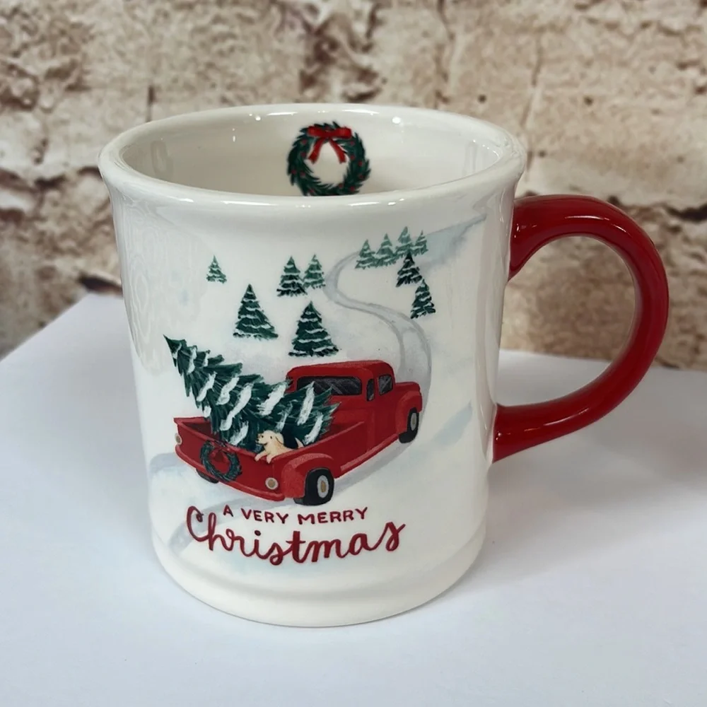 Set of Two Sur La Table Christmas Mugs